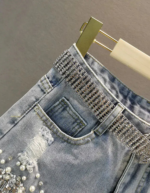 Load image into Gallery viewer, Tassel Beading Denim Short
