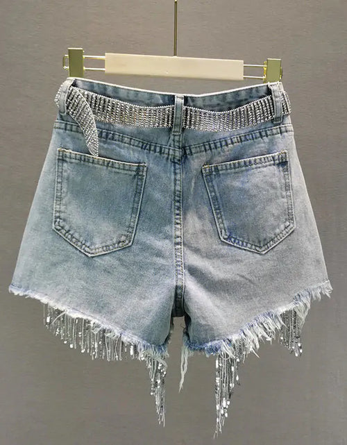 Load image into Gallery viewer, Tassel Beading Denim Short
