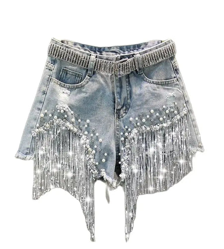 Tassel Beading Denim Short
